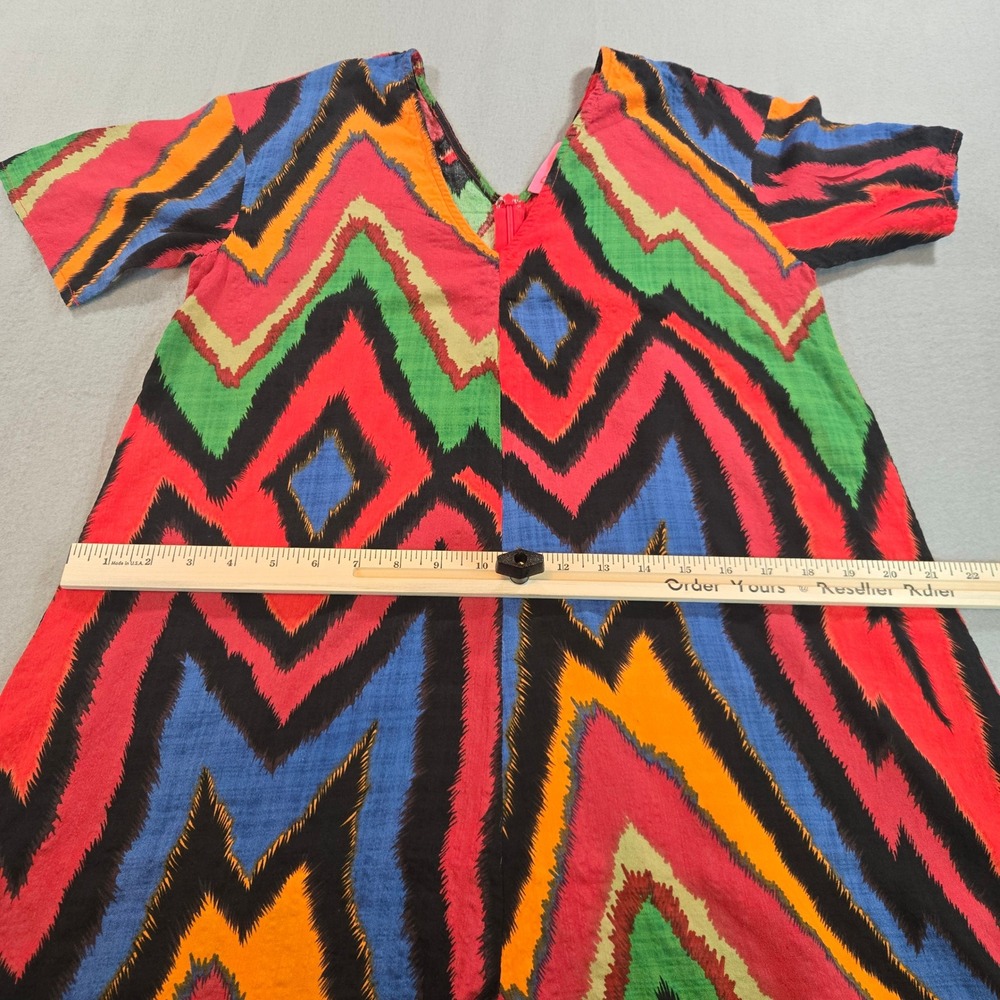 Dress Day Jumpsuit Women Medium Multicolor Ikat Chevron Boho V-Neck D - Picture 8 of 9
